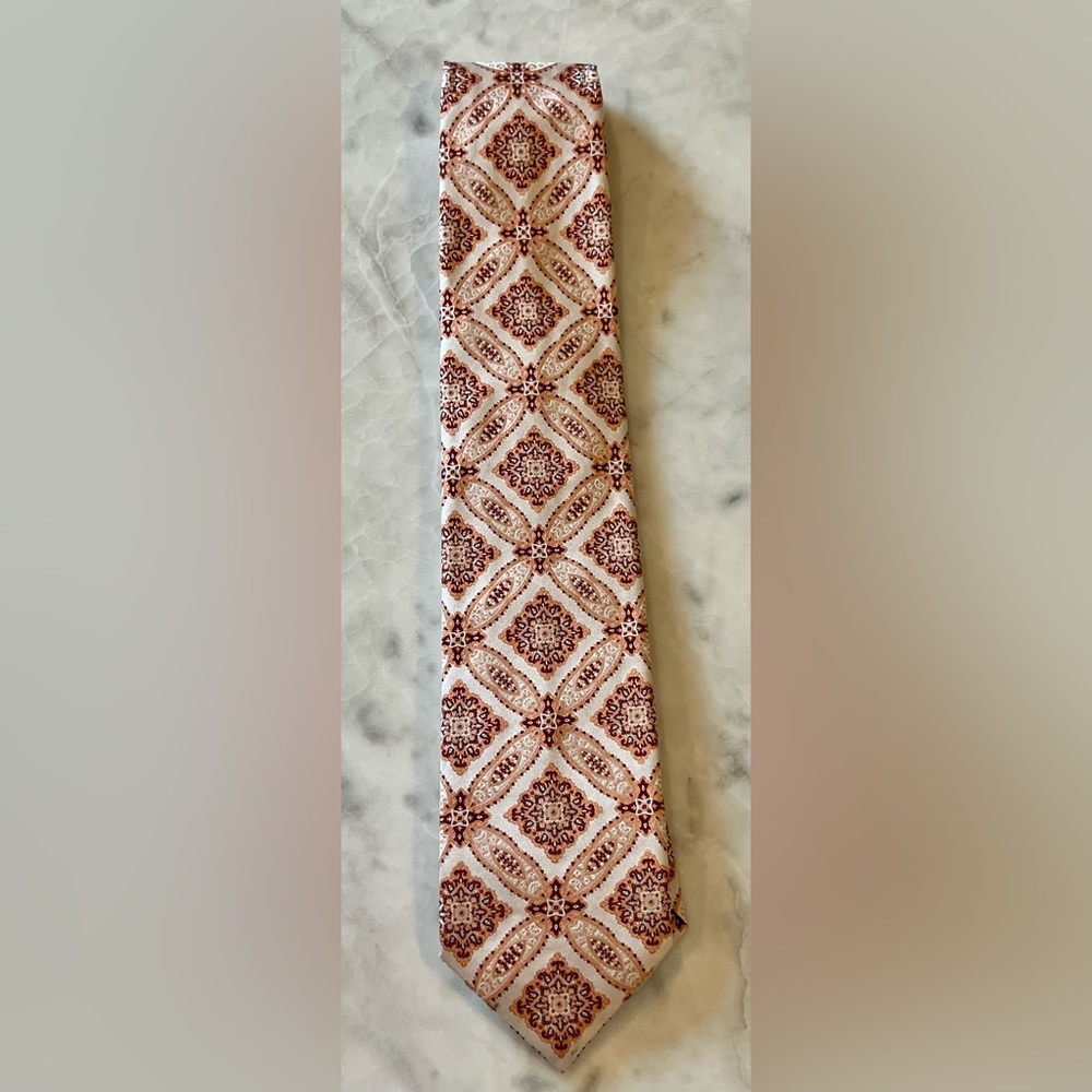 Stunning Stefano Ricci ivory and orange pre-owned tie excellent condition